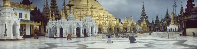 Monsoon rain in Shwedagon Pagoda