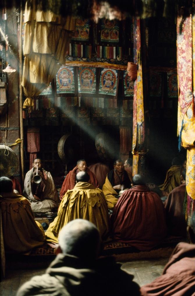 Praying Monks in Tiksey Dukhang (1979)