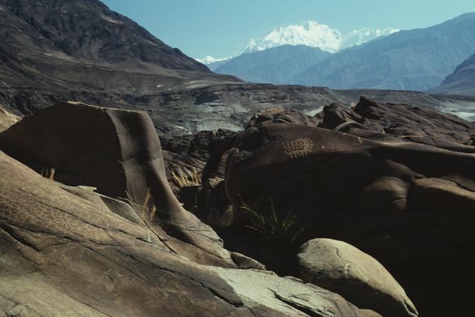 Petroglyph near Chilas, Nanga Parbat in Background, 1981